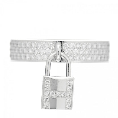 Hermes 18K White Gold Diamond MM Kelly Clochette Ring 53 6.5 1 of 5