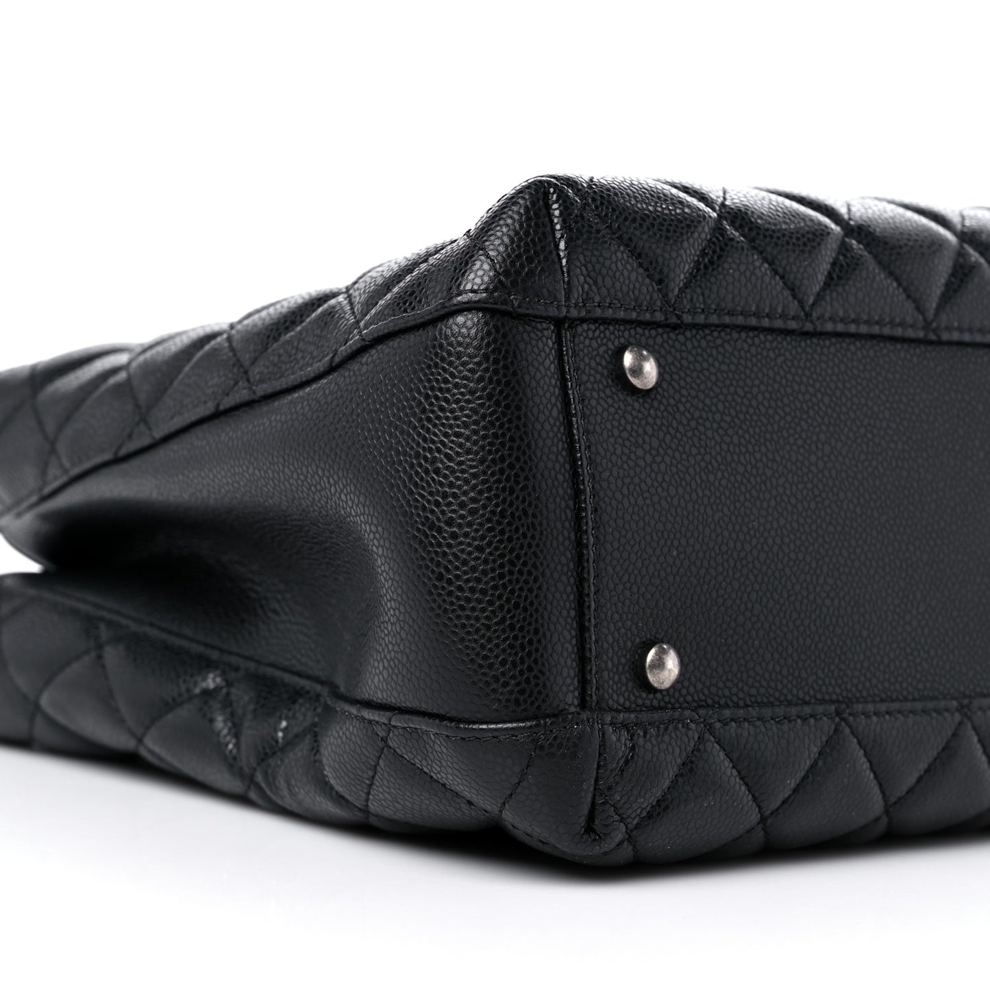 Caviar Quilted City Shopping Tote Black