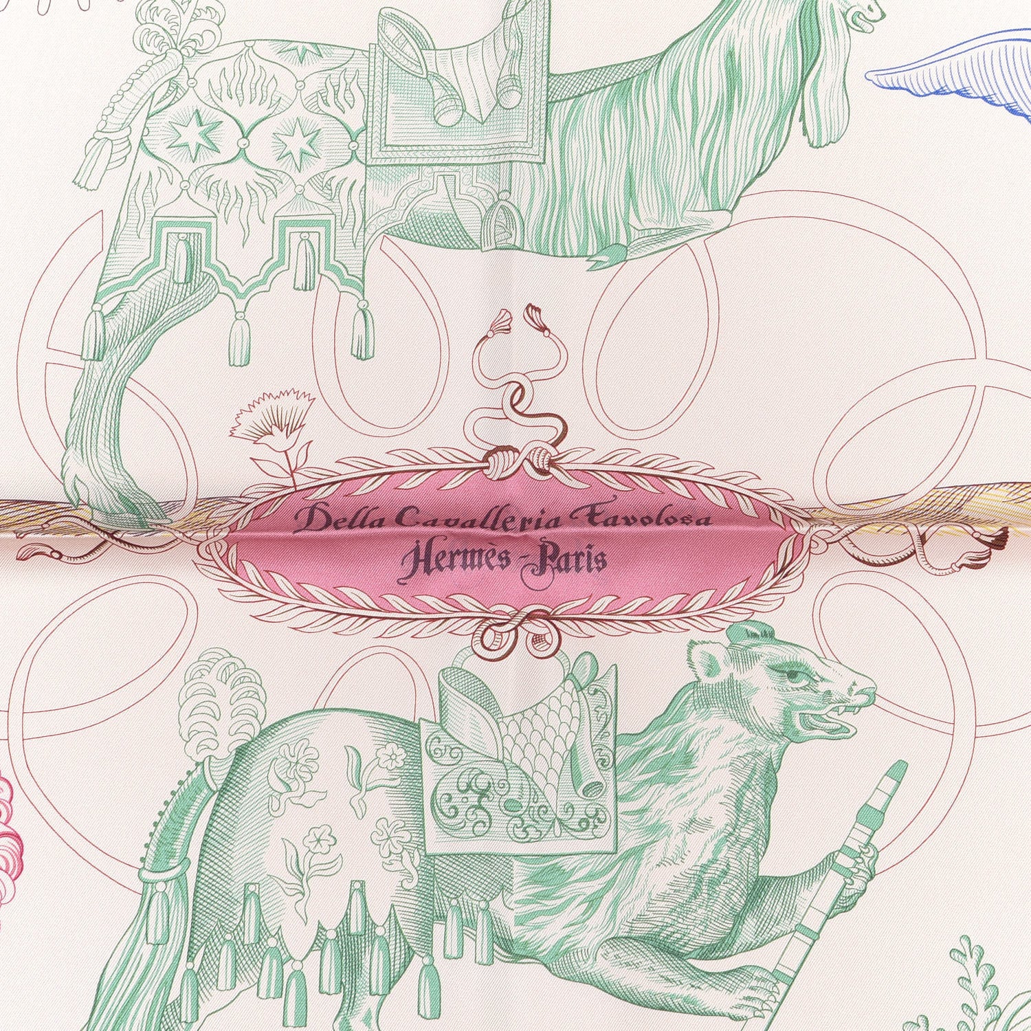 Hermes Silk Della Cavalleria Favolosa Reversible Scarf 90 Rose The Magenta Rose Fragola 2 of 3