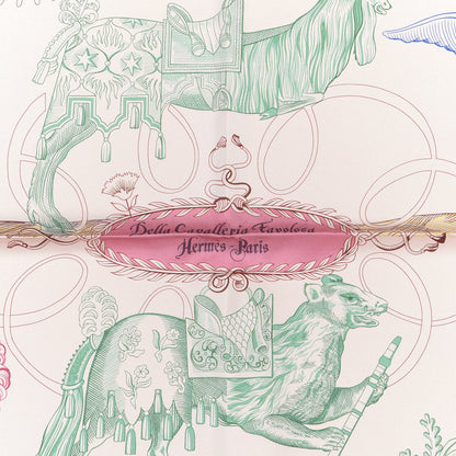 Hermes Silk Della Cavalleria Favolosa Reversible Scarf 90 Rose The Magenta Rose Fragola 2 of 3