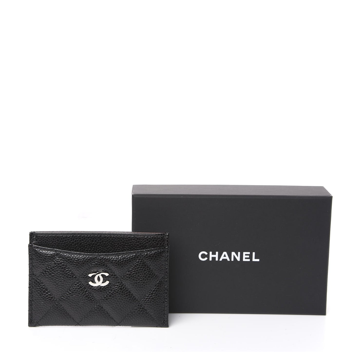 Caviar Quilted Card Holder Black