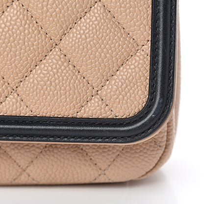 Chanel Caviar Quilted Medium CC Filigree Flap Beige Black 13 of 17