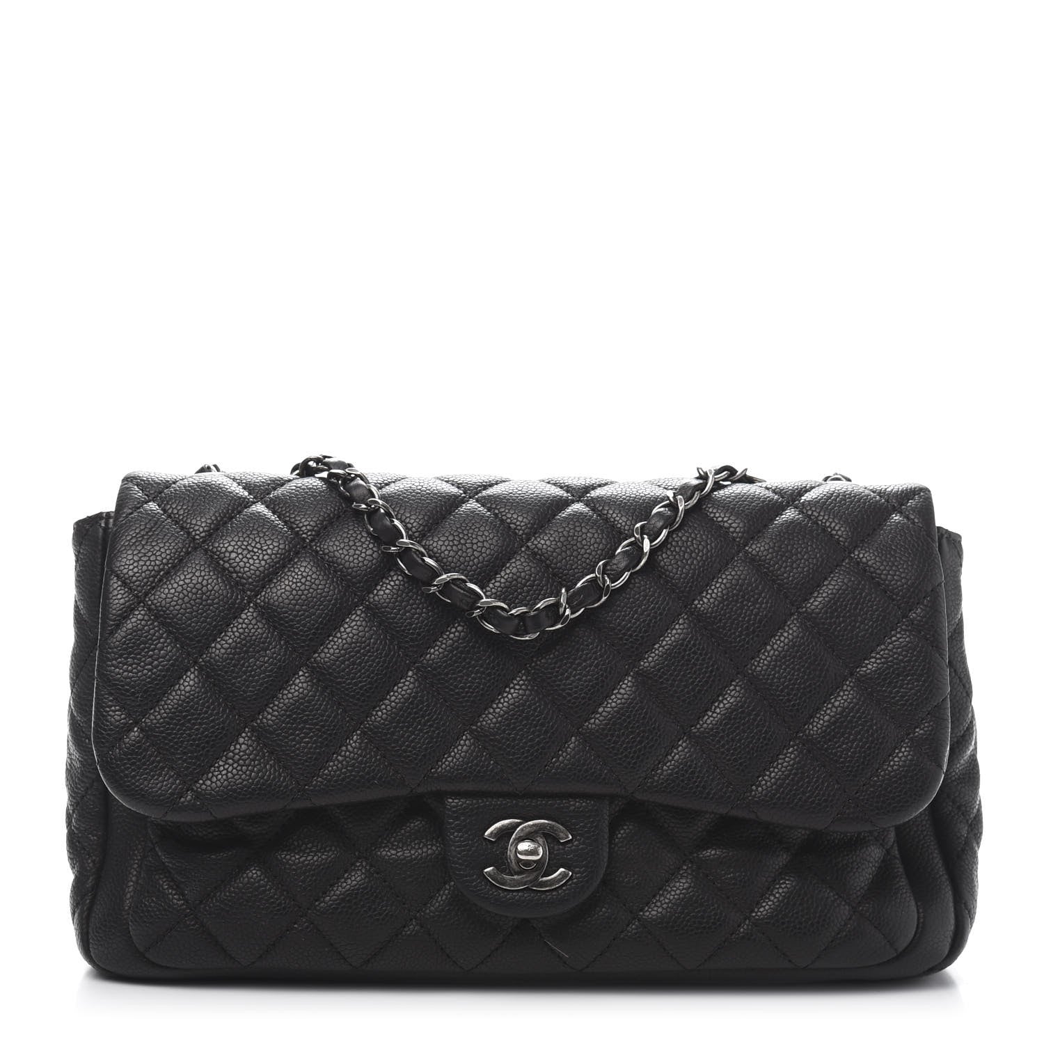 Chanel Caviar Quilted Large Now and Forever Flap Black 663499