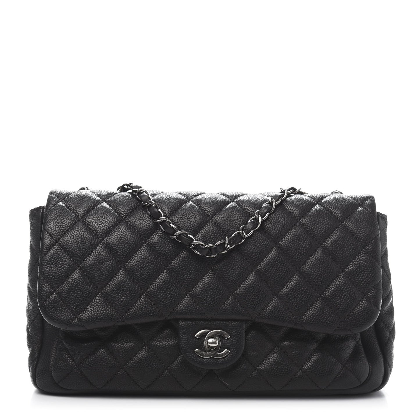 Caviar Quilted Large Now and Forever Flap Black