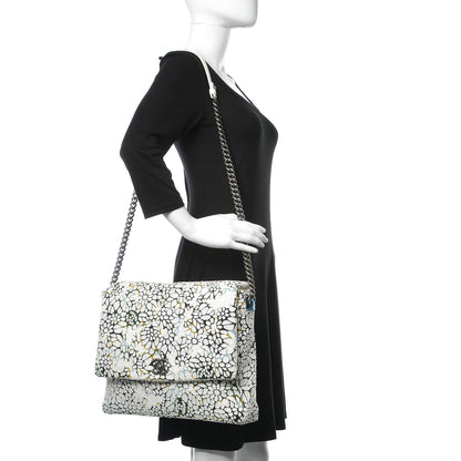 Chanel Tweed Calfskin Floral Messenger Flap Green Black White 2 of 9