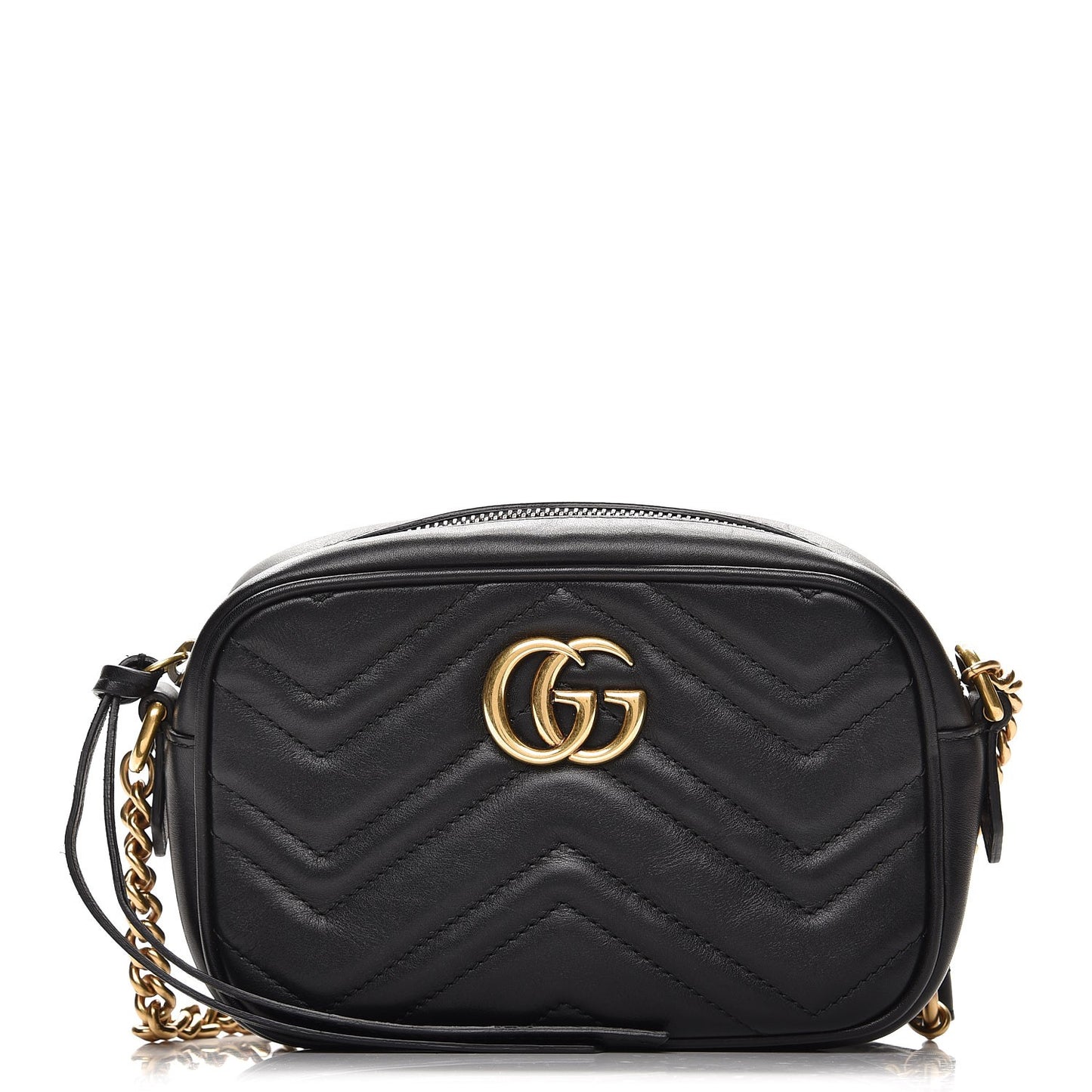 Calfskin Matelasse Mini GG Marmont Chain Shoulder Bag Black