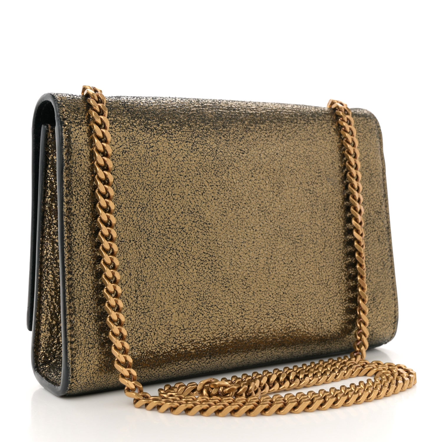 Saint Laurent Metallic Calfskin Small Classic Monogram Kate Satchel Oro 3 of 11