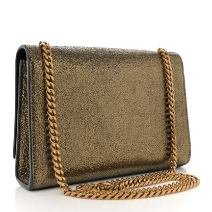 Saint Laurent Metallic Calfskin Small Classic Monogram Kate Satchel Oro 3 of 11