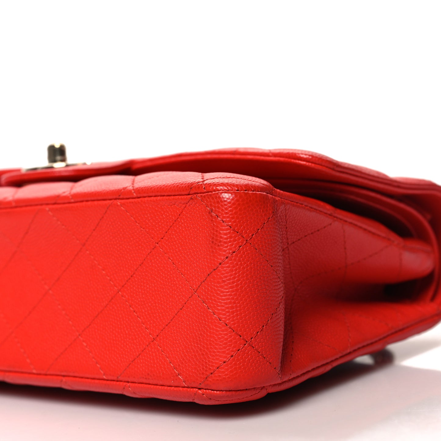 Caviar Quilted Medium Double Flap Red
