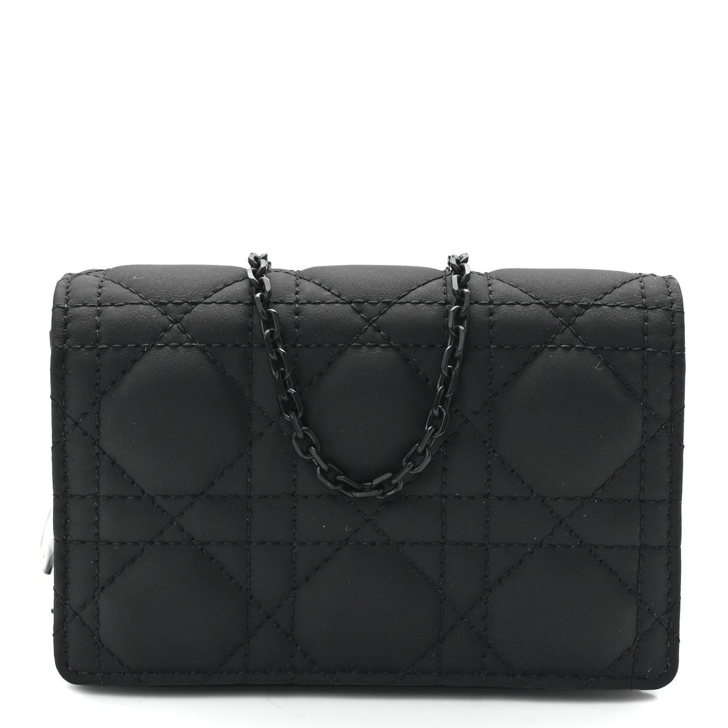 Ultra Matte Calfskin Cannage Mini Waist Pouch on Chain Black