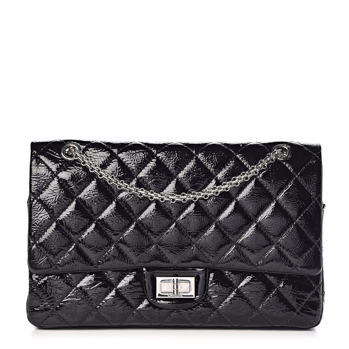 Distressed Patent Quilted 2.55 Reissue 227 Flap Black