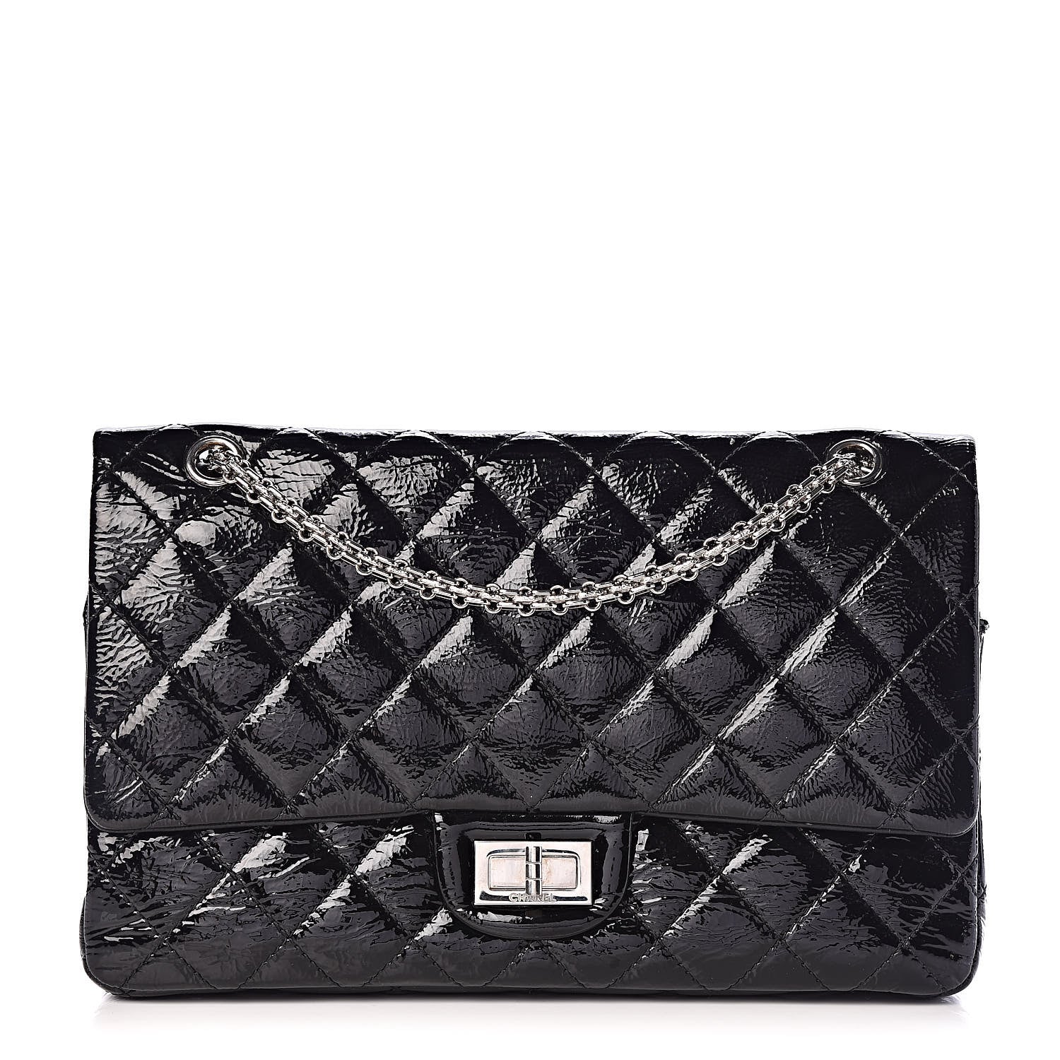 Chanel Distressed Patent Quilted 2.55 Reissue 227 Flap Black 1 of 16