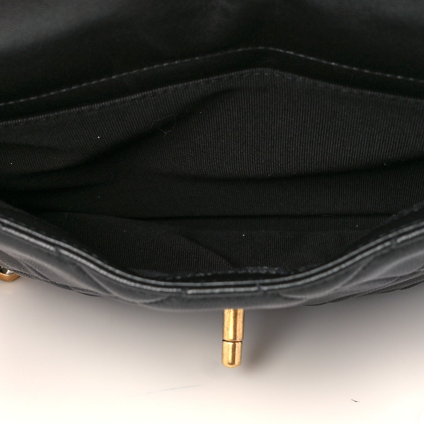 Lambskin Quilted Small Drawstring Shopping Bag With Flap Black