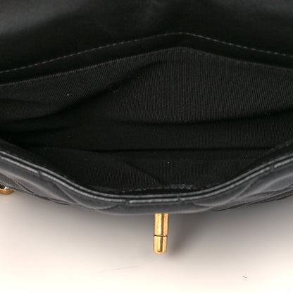 Chanel Lambskin Quilted Small Drawstring Shopping Bag With Flap Black 6 of 12