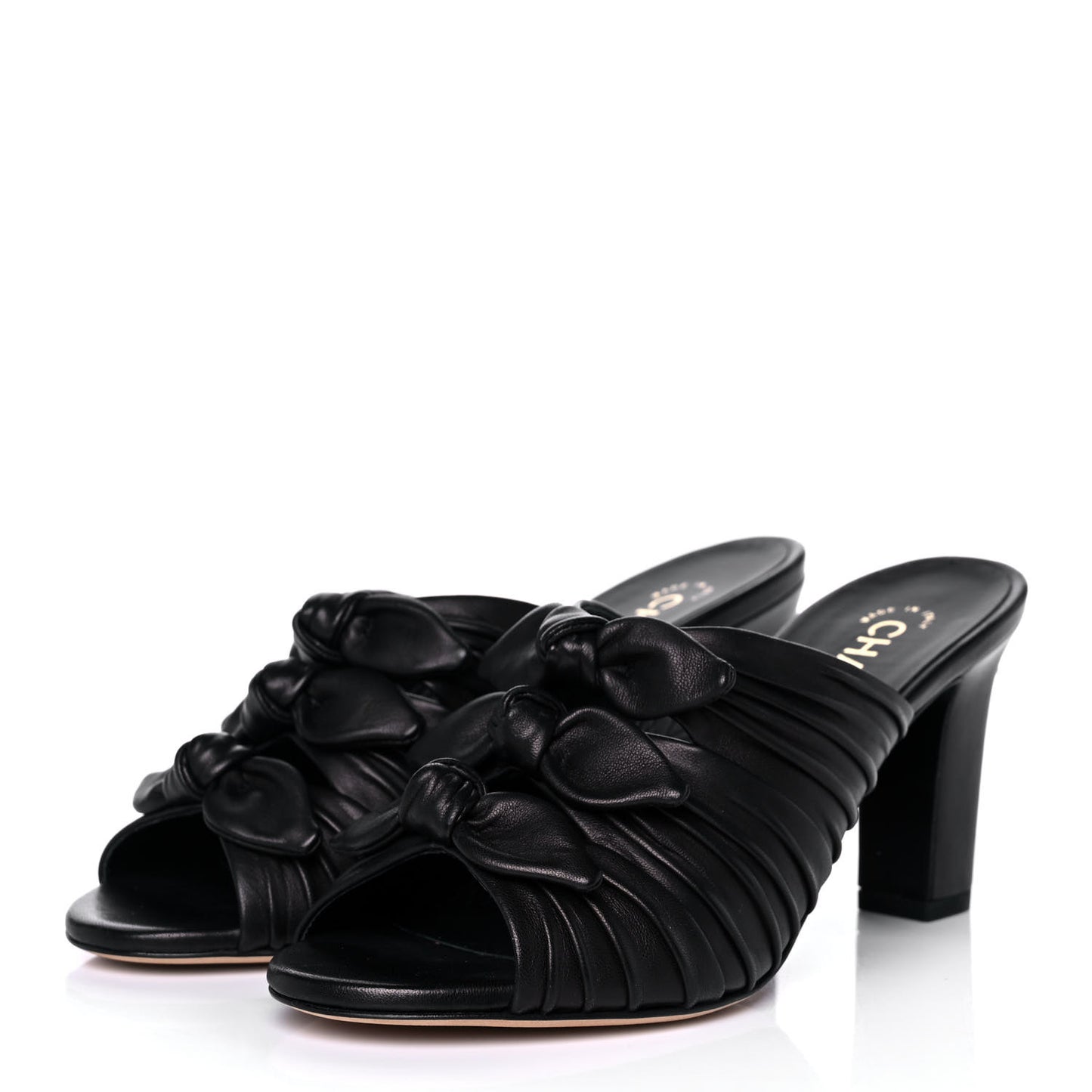 Calfskin Bows CC Mules 38 Black