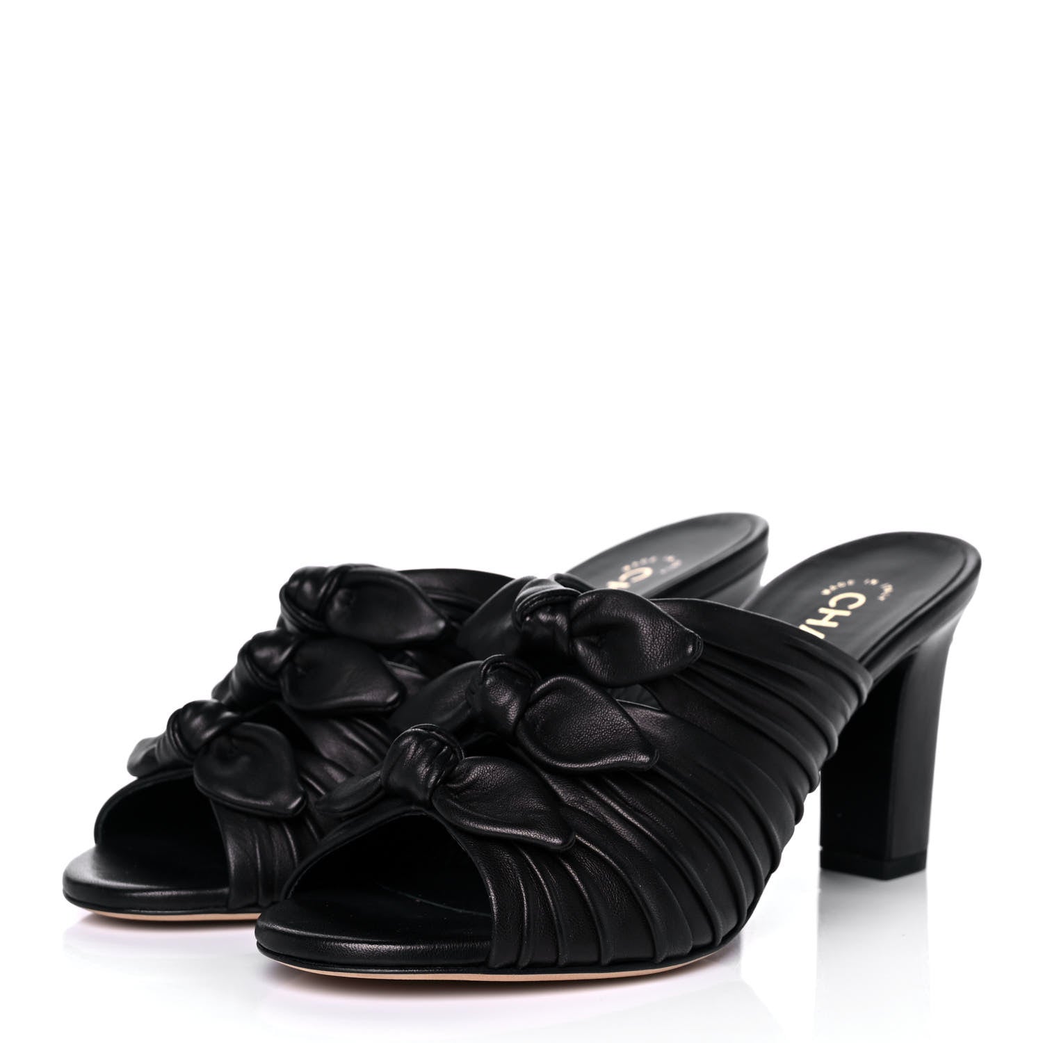 Chanel Calfskin Bows CC Mules 38 Black 3 of 10