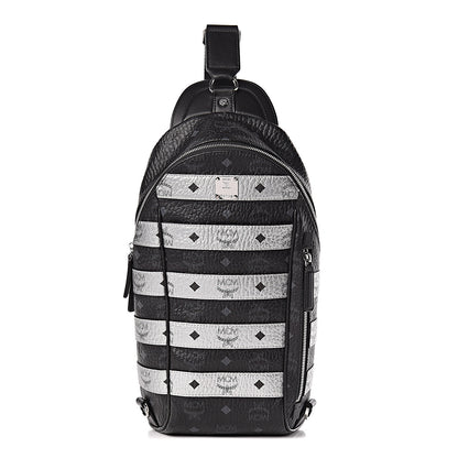 MCM Visetos Spot Medium Sling Bag Black Silver 2 of 10