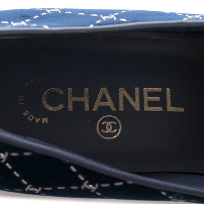 Chanel Velvet Moccasin Loafers 40 Blue 8 of 11