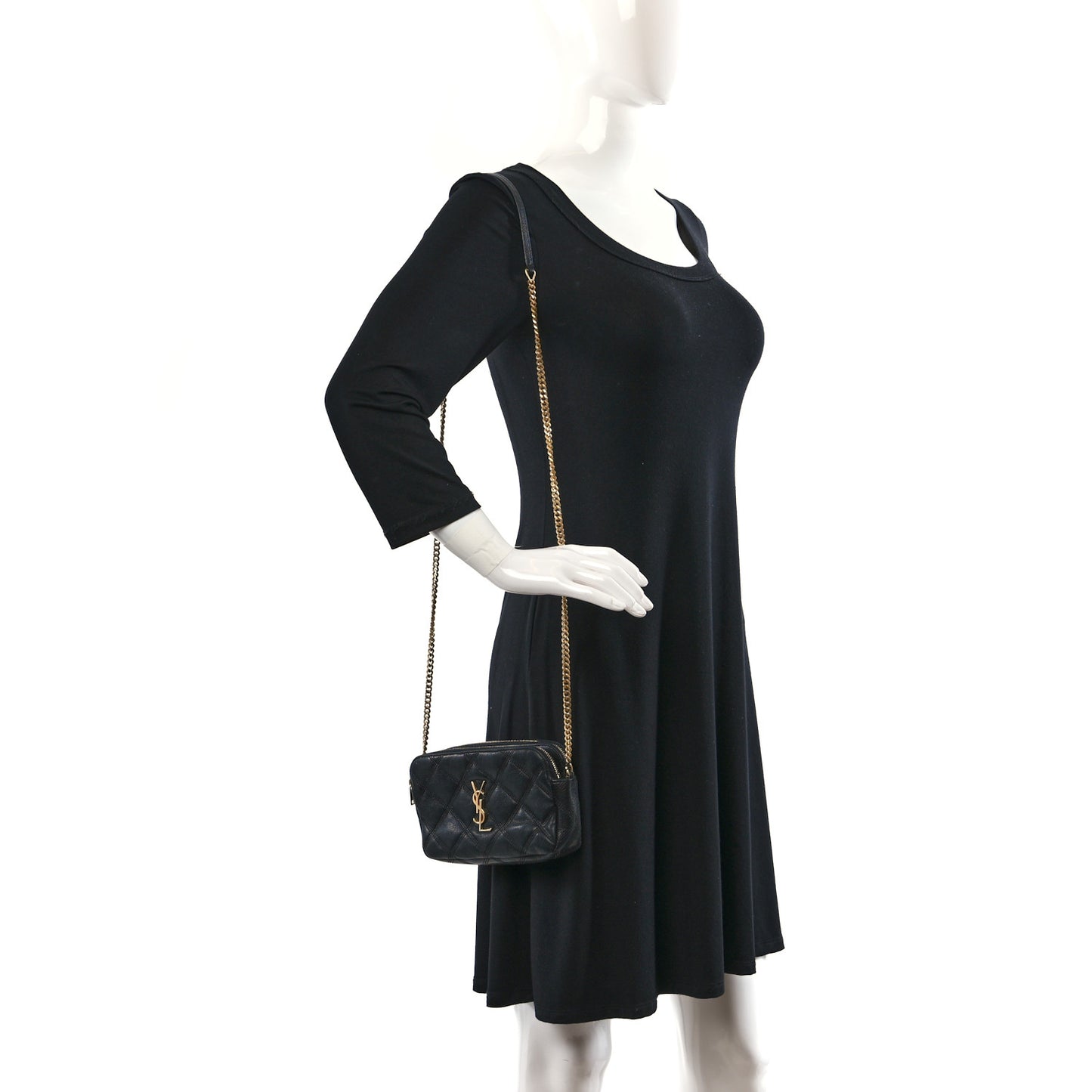 Grained Lambskin Quilted Mini Becky Double Zip Bag Black