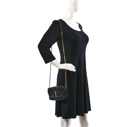 Saint Laurent Grained Lambskin Quilted Mini Becky Double Zip Bag Black 2 of 8