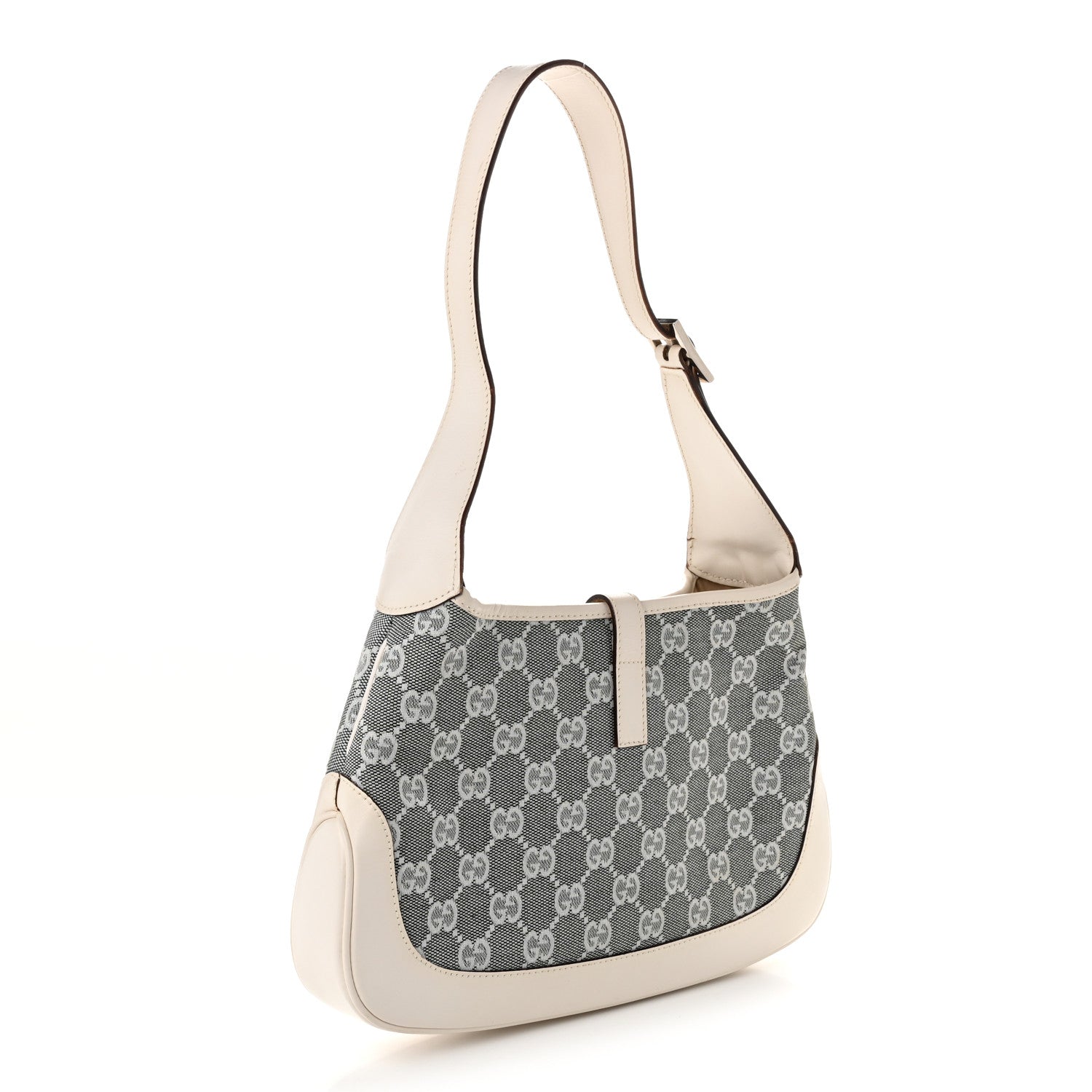 Gucci Monogram Web Small Jackie O Hobo White Grey 3 of 11