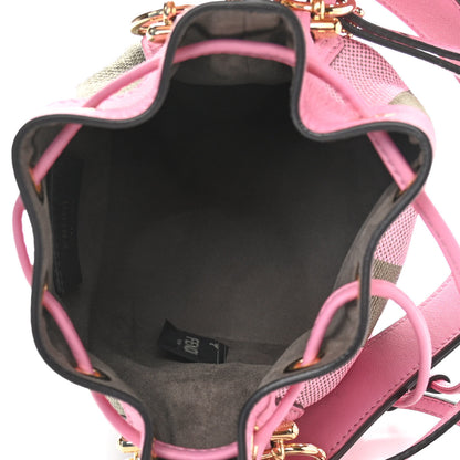 Fendi Raffia Vitello Seta F is Fendi Pequin Gingham Woven Mini Mon Tresor Bucket Bag Military Rosa Lollypop 5 of 11