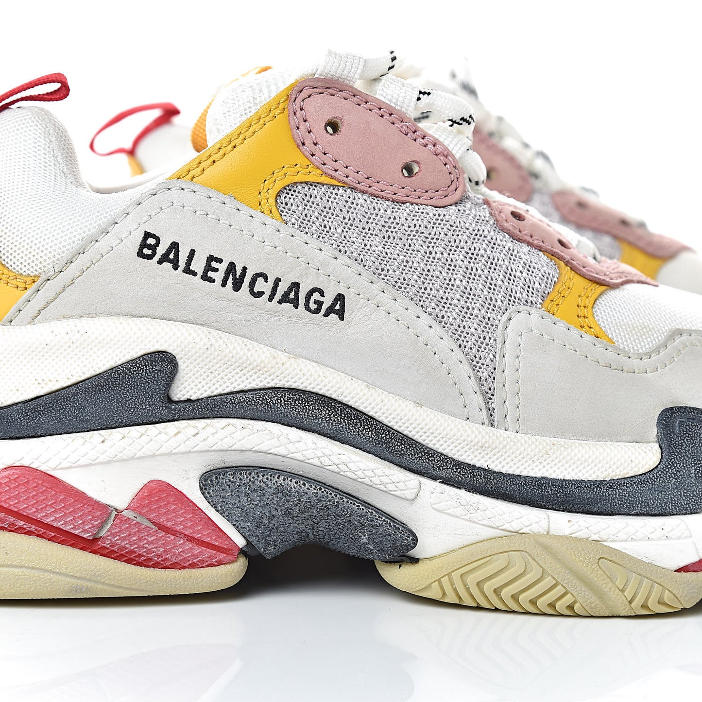 Mesh Nubuck Womens Triple S Sneakers 35 White Gris Jaune Rose