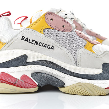 Balenciaga Mesh Nubuck Womens Triple S Sneakers 35 White Gris Jaune Rose 10 of 13