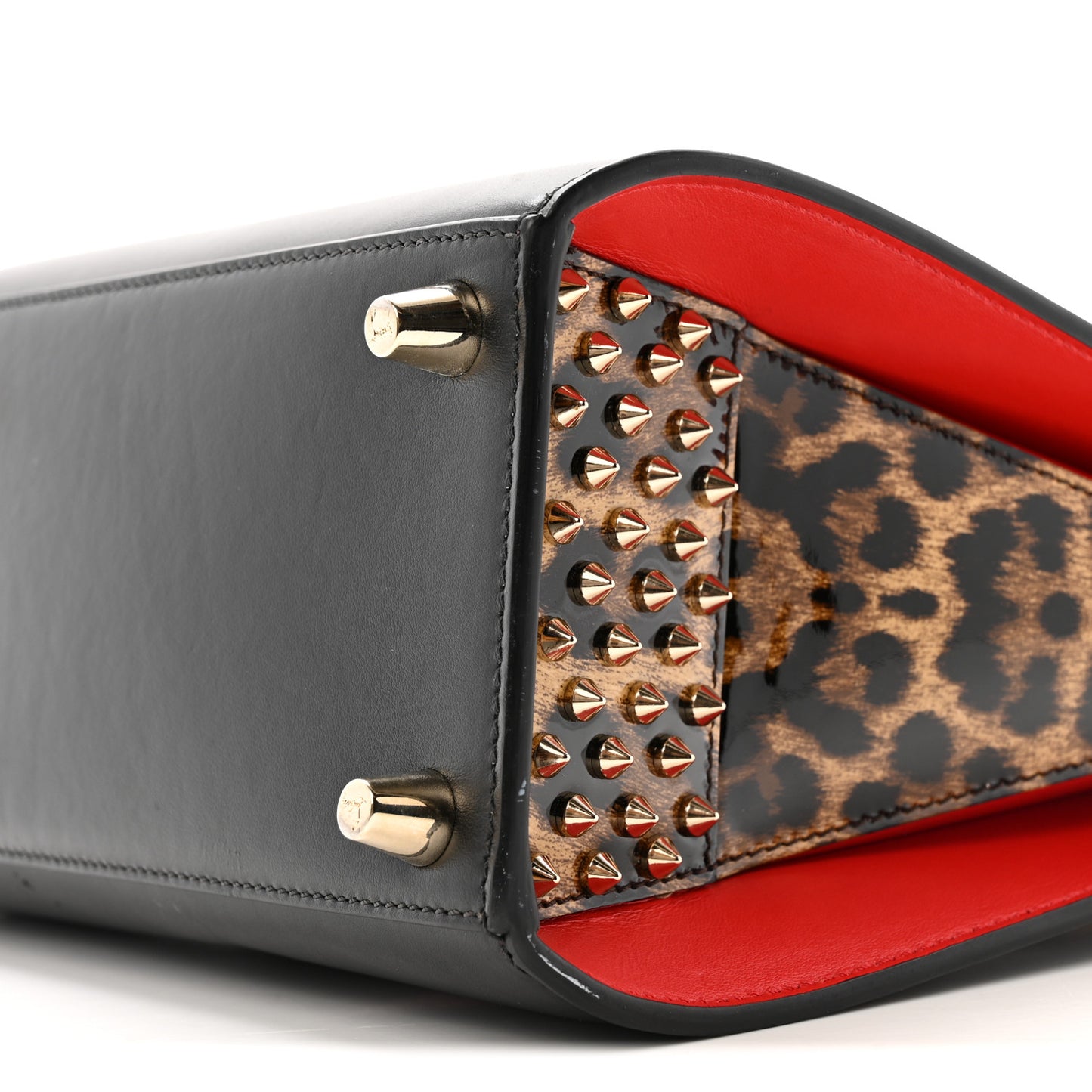 Calfskin Patent Leopard Studded Small Paloma Black