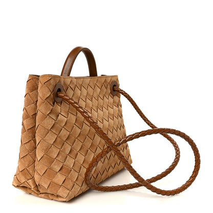 Bottega Veneta Suede Intrecciato Small Andiamo Shoulder Bag Amber 3 of 10