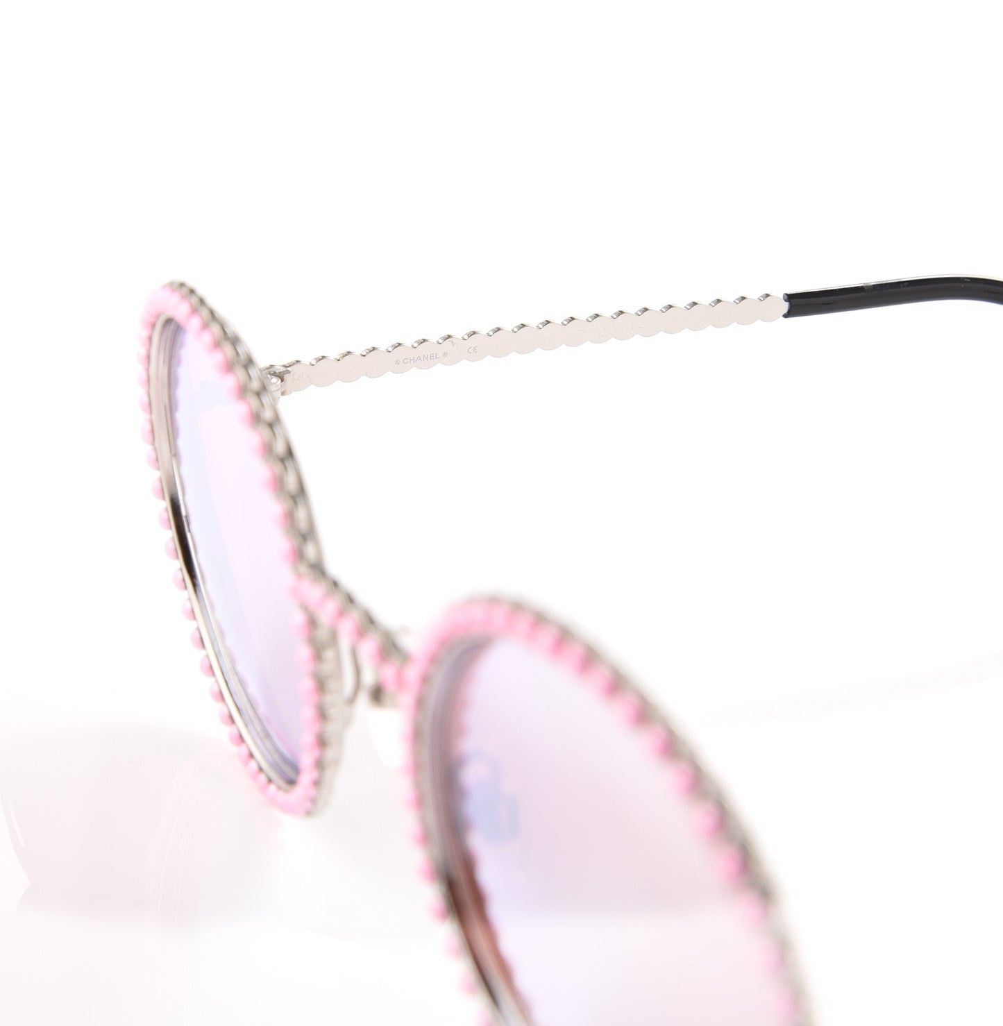 Metallic Pearl Round Sunglasses 71138 Pink