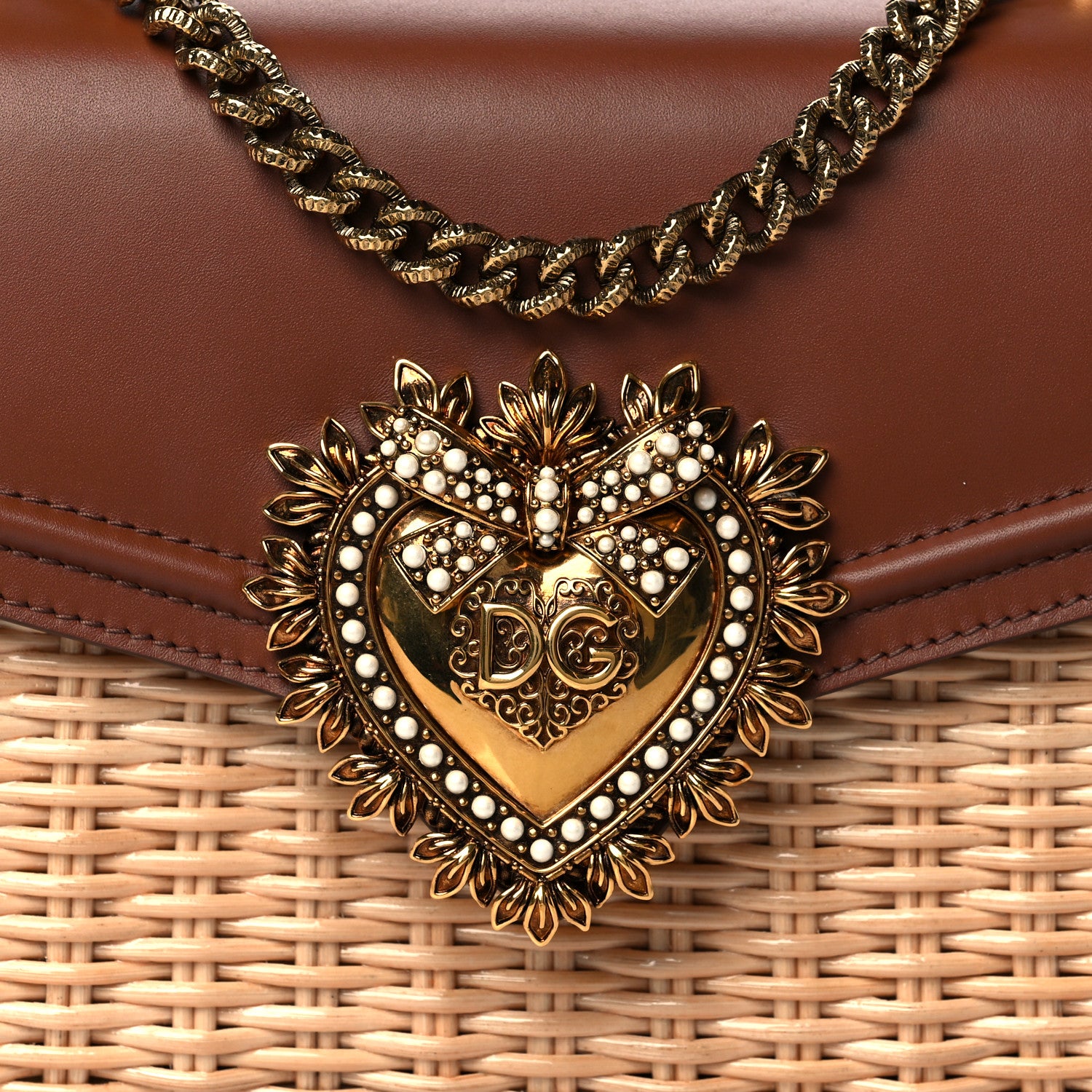 Dolce & Gabbana Wicker Calfskin Medium Devotion Crossbody Bag