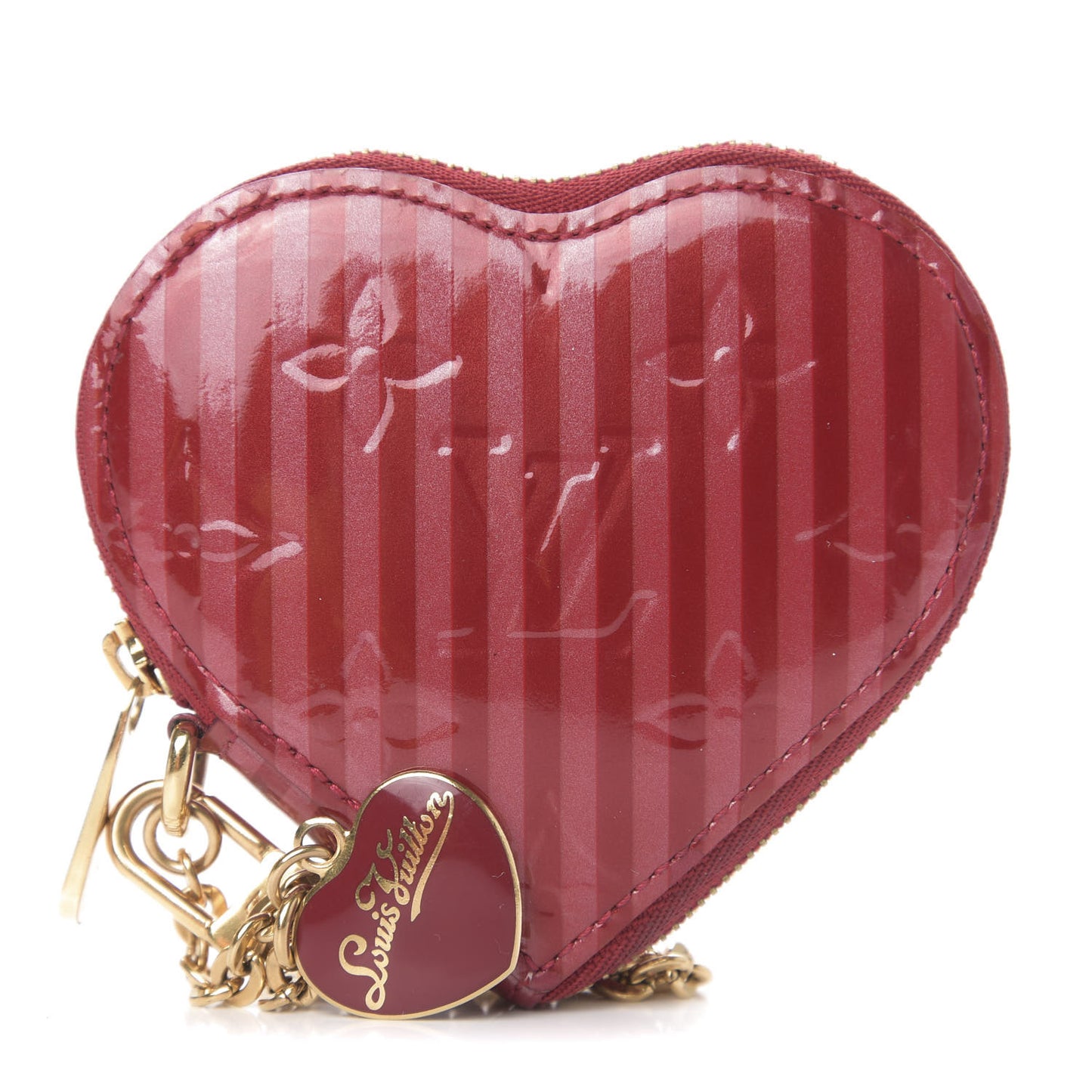 Vernis Rayures Coeur Heart Coin Purse Pomme D'Amour