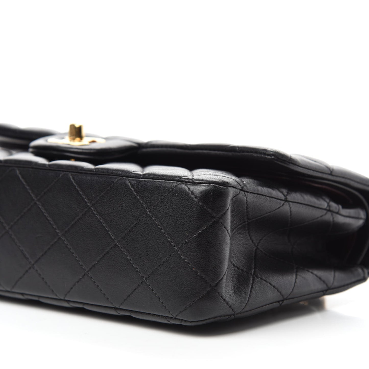Lambskin Quilted Medium Double Flap Black