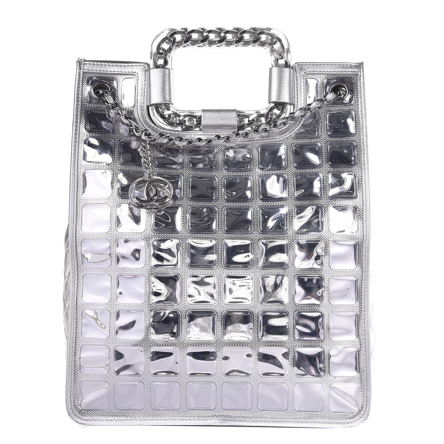 Vinyl Ice Cube Large Shopper Tote Silver