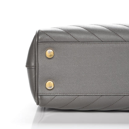 Saint Laurent Grain De Poudre Matelasse Chevron Monogram Shopping Bag Fog 8 of 11