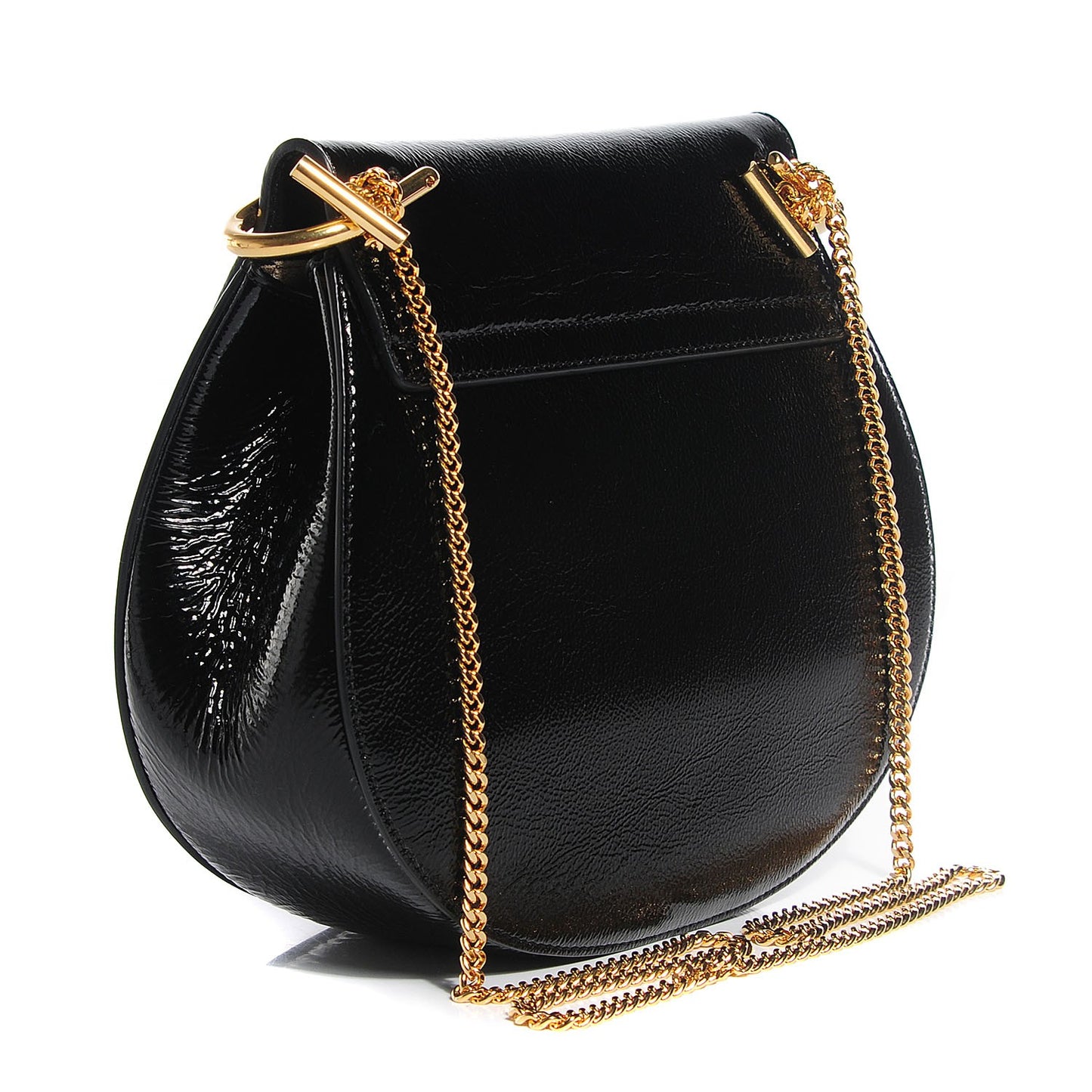 Grained Patent Drew Shoulder Bag Black