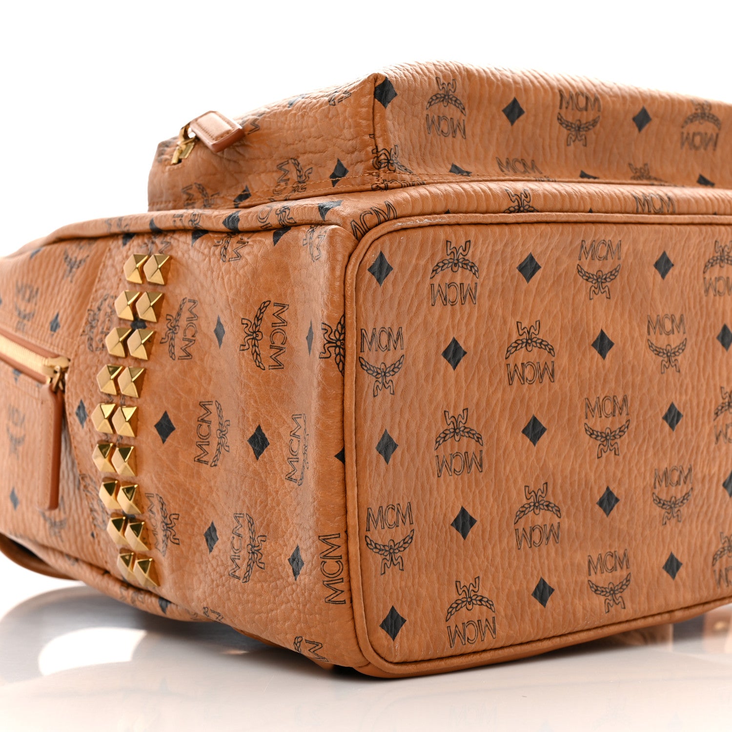 MCM Visetos Medium Side Studs Stark Backpack Cognac 9 of 10