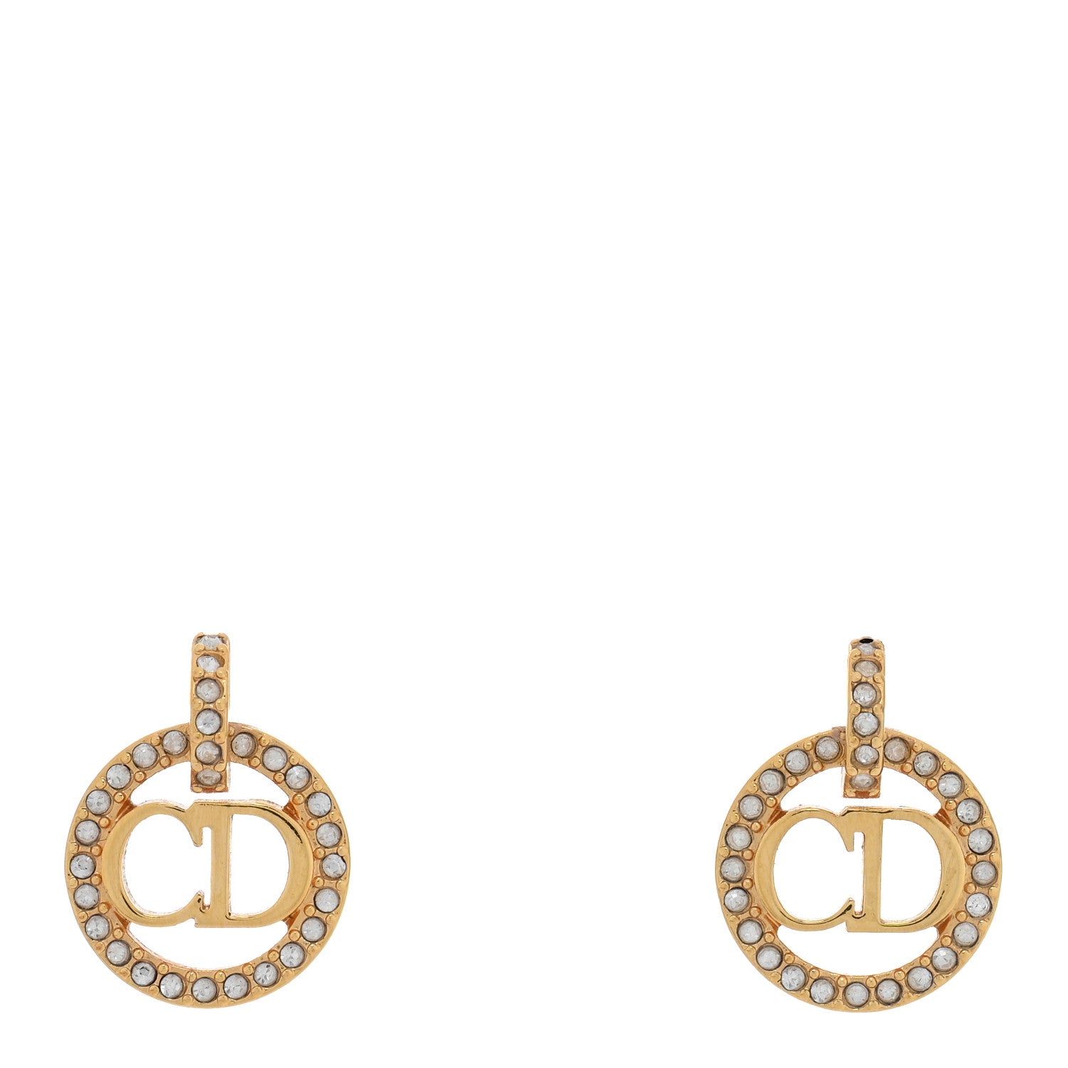 Christian Dior Crystal Clair D Lune Drop Earrings Gold 1 of 4