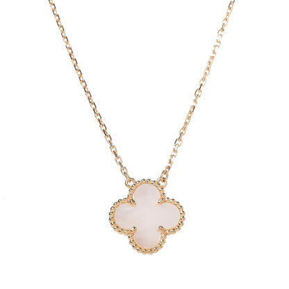 Van Cleef & Arpels 18K Yellow Gold Mother of Pearl Vintage Alhambra Pendant Necklace 4 of 9