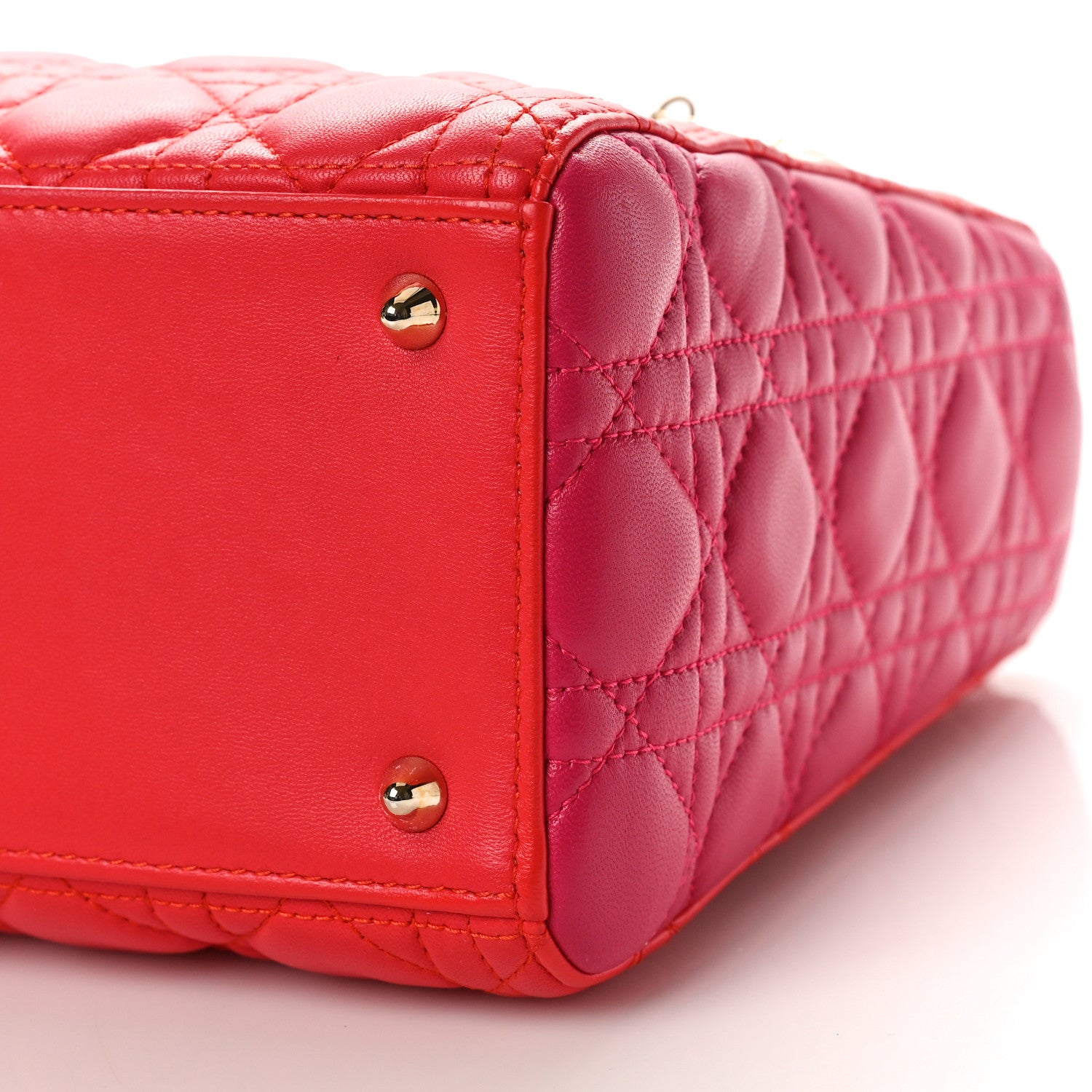 Christian Dior Lambskin Cannage Medium Bi-Color Lady Dior Orange Fuchsia 10 of 12