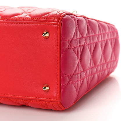 Christian Dior Lambskin Cannage Medium Bi-Color Lady Dior Orange Fuchsia 10 of 12