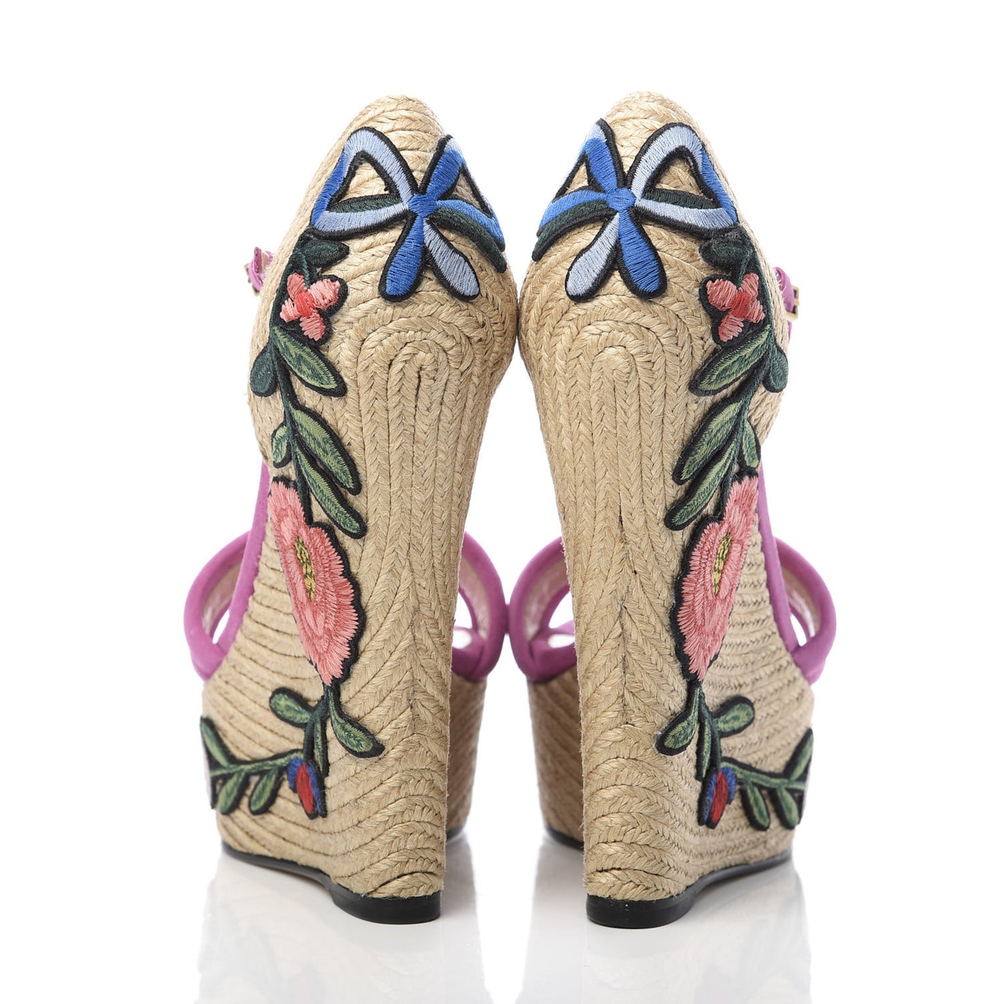 Kid Scamosciato Ophelia Espadrille Platform Wedge Sandals 35 Rododendro