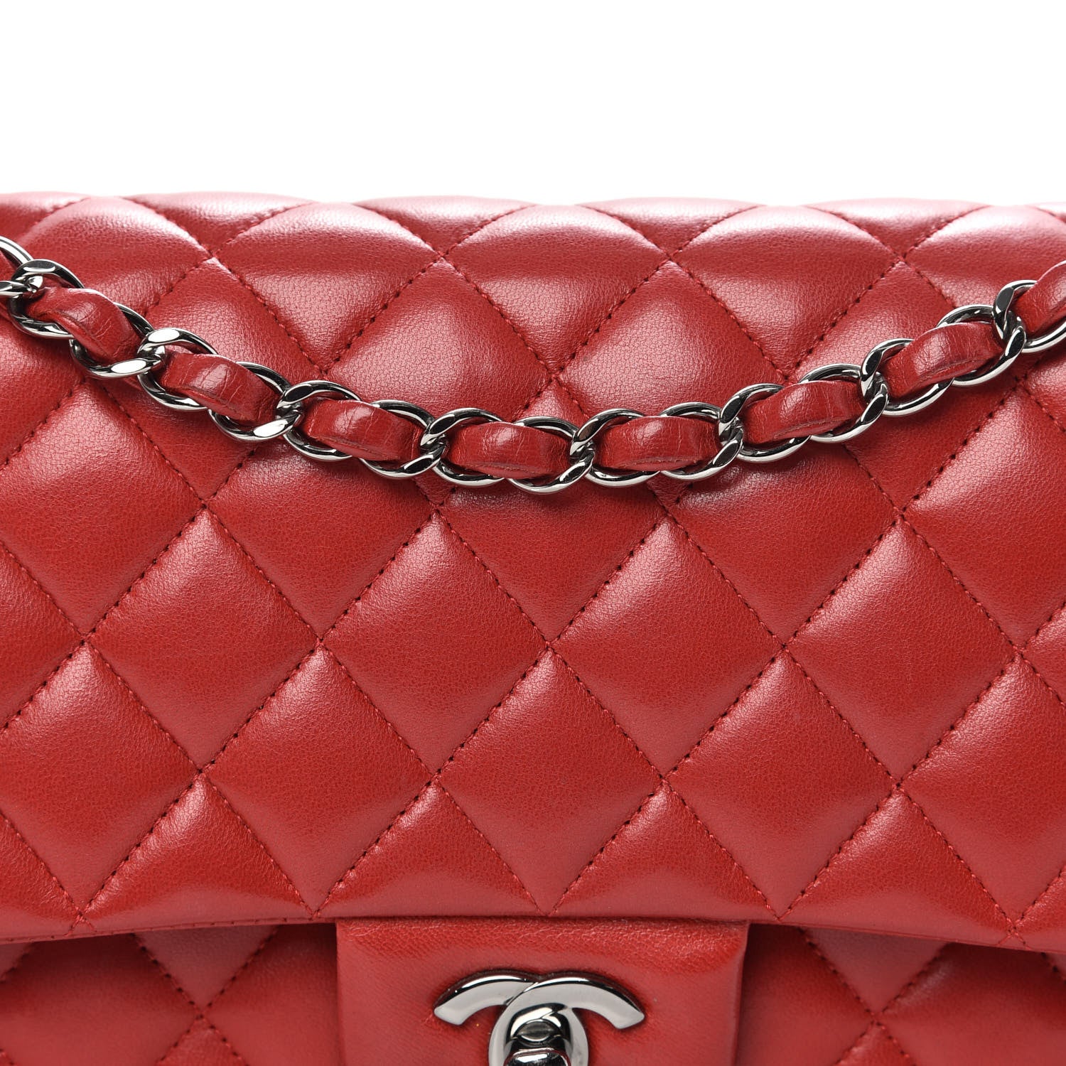 Chanel Lambskin Quilted Medium Double Flap Red 11 of 19