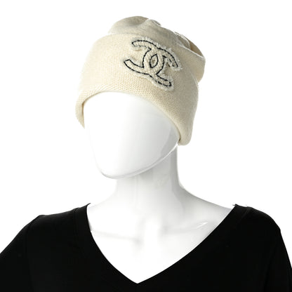Chanel Cashmere CC Beanie Hat Ivory 2 of 4