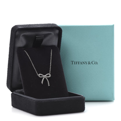 Tiffany Platinum Diamond Mini Bow Pendant Necklace 6 of 6