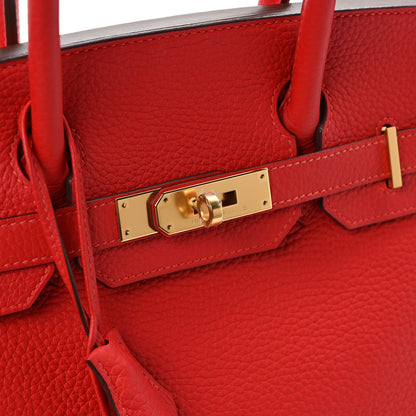 Hermes Taurillon Clemence Birkin 30 Rouge Tomate 15 of 15