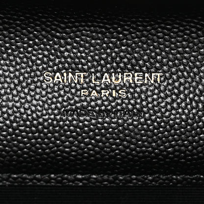 Saint Laurent Grain De Poudre Matelasse Chevron Monogram Envelope Clutch Black 6 of 10