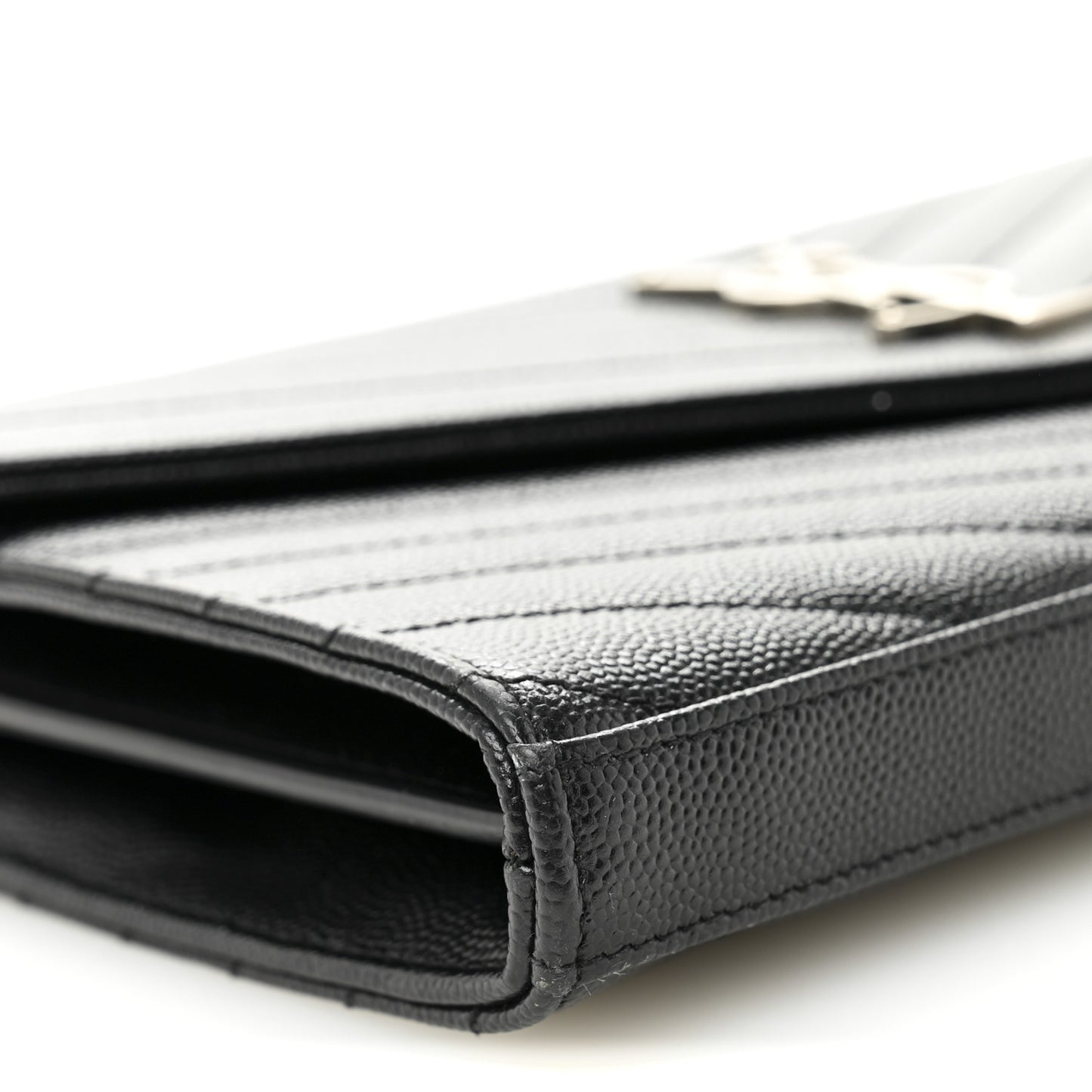 Grain De Poudre Matelasse Chevron Monogram Chain Wallet Black