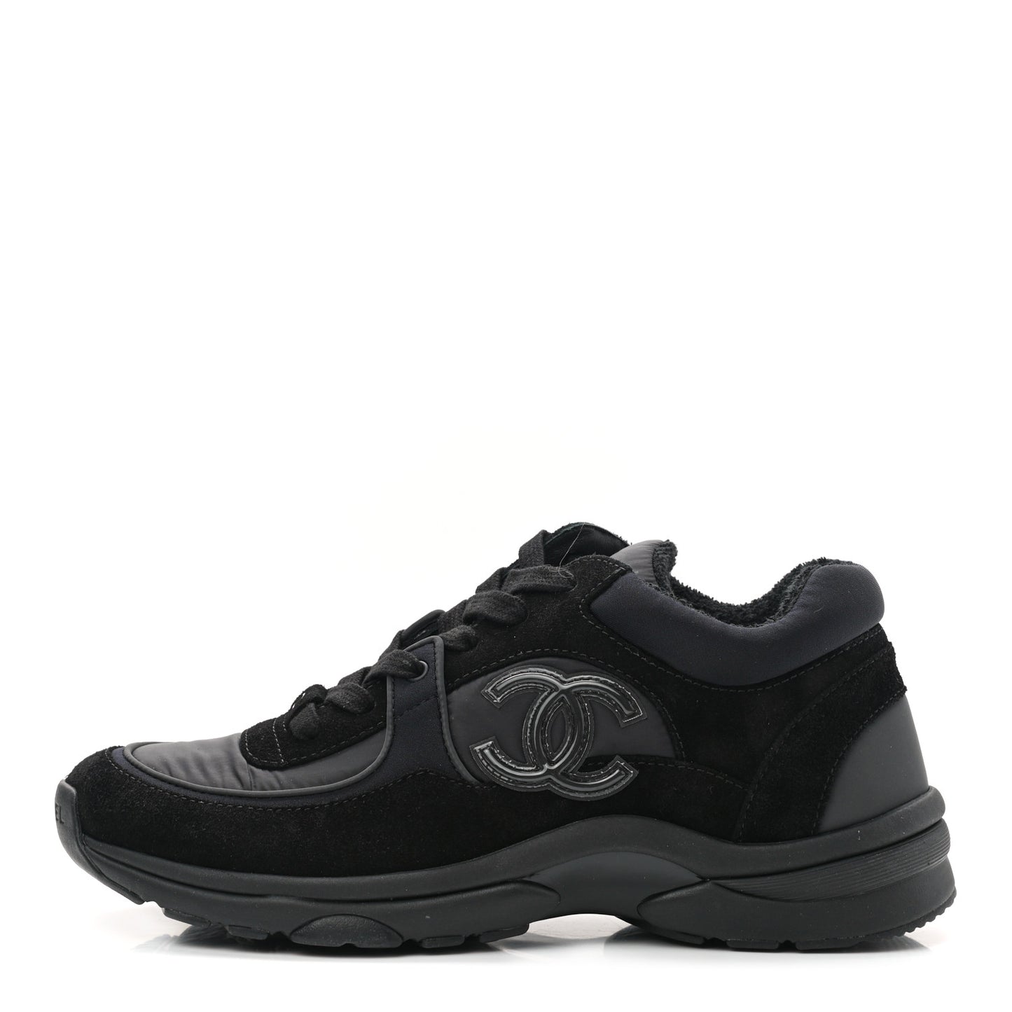 Fabric Calfskin Suede CC Sneakers 38 Black